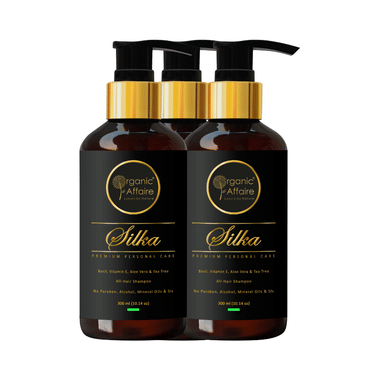 Organic Affaire Silka Shampoo With Basil, Tea Tree & Aloe Vera For Dandruff (300ml Each)