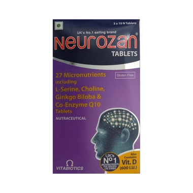 Neurozan Tablet with Serine, Choline, Gingko Biloba & Coenzyme Q10 | Gluten Free
