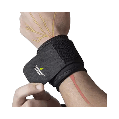 Superfine Comfort Adjustable Wrist Support Band for Weightlifting, Gym and Wrist Pain  Black