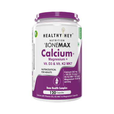 Healthy Hey Nutrition Bonemax With Calcium, Magnesium, Vit D3 & K2-7 | For Bone Health | Capsule