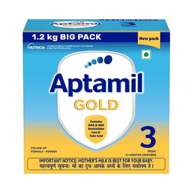 Aptamil Gold Stage 3 Follow-up Formula With DHA, ARA & Folic Acid | Powder For Babies From 12 Months Onwards