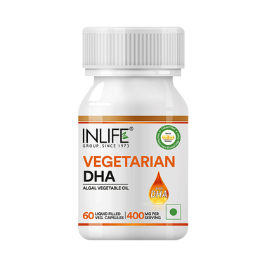 Inlife Algal DHA Vegetable Oil | Liquid Filled Veg Capsule For Heart & Brain Health