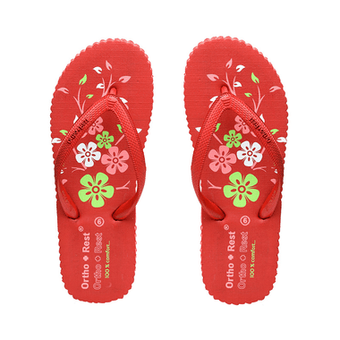 Ortho + Rest Women's Cool Extra Soft And Comfortable Orthopedic Flip Flops For Home Daily Use Red 4