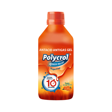 Polycrol Xpress Relief Sugar-Free Antacid Antigas Gel | Flavour Orange