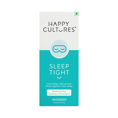 Happy Cultures Sleep Tight Chewmints ,Melatonin 5Mg,Deeper Sleep & Wake up Refreshed,Probiotic