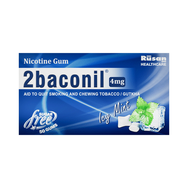 2baconil 4mg Nicotine Gums for Quit Smoking / Tobacco (For More Than 20 Cigarette/Day Smoker) Mint