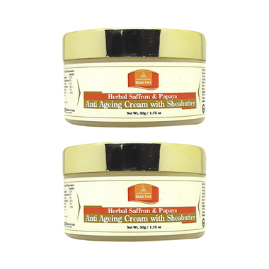 Khadi Pure Herbal Saffron & Papaya Anti Ageing Cream with Sheabutter (50gm Each)