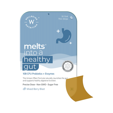 Wellbeing Nutrition Melts Into Healthy Gut | 10 B CFU Probiotics + Enzymes | Non-GMO & Sugar-Free | Mixed Berry Blast Flavour