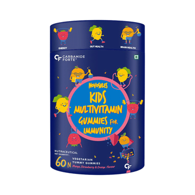 Carbamide Forte Novosules Kids Multivitamin | Gummies For Energy, Brain & Gut Health | Flavour Mango, Strawberry & Orange