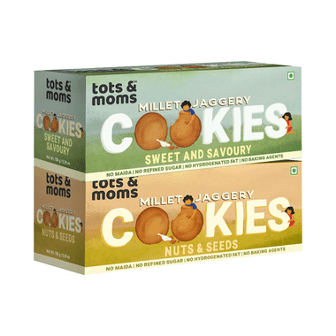 Tots And Moms Millet Jaggery Cookies (150gm Each) Nuts & Seeds And Sweet & Savory