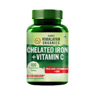 Vlado's Himalayan Organics Chelated Iron With Vitamin C Supplement Vegetarian Tablet