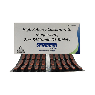 Calcimax Forte+ Calcium Tablet With Magnesium, Zinc & Vitamin D3 | Nutrition Formula With Essential Minerlas | For Bone, Joint & Muscle Care