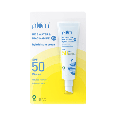 Plum 2% Niacinamide & Rice Water Hybrid Face Sunscreen SPF 50 PA+++