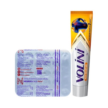 Combo Pack of Volini Pain Relief Gel for Muscle, Joint & Knee Pain (75gm) & Neurobion Forte Tablet