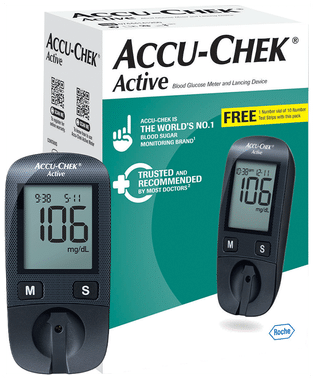 Accu-Chek Active Blood Glucometer Kit (Box of 10 Test strips Free) | Blood Glucose Monitors