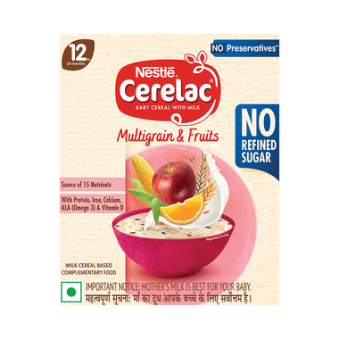Nestle Cerelac Baby Cereal With Iron, Vitamins & Minerals | No Preservative Multigrain & Fruits No Refined Sugar