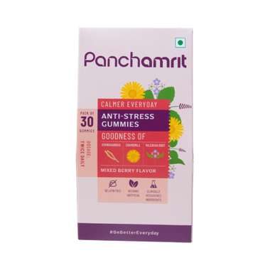 Panchamrit Anti-Stress Gummies With Goodness Of Ashwagandha, Chamomile & Valerian Root Mixed Berry