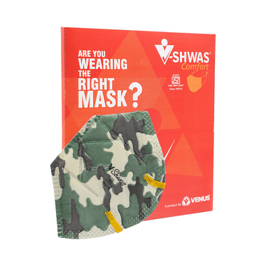 Venus V-Shwas Comfort FFP3 Fold Flat Face Mask Green Camo Large
