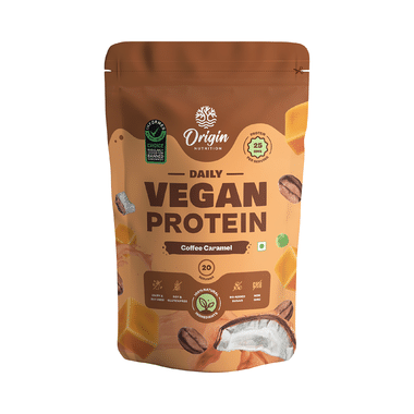 Origin Nutrition Daily Vegan Protein For Digestion, Weight, Heart & Muscles | Flavour Powder Coffee Caramel