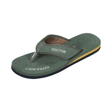 Doctor Extra Soft D 22 Diabetic Pregnancy Non Slip Lightweight Comfortable Slippers for Women Olive 3