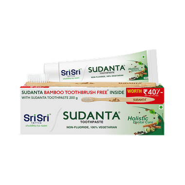 Sri Sri Tattva Sudanta Toothpaste | Non-Fluoride & 100% Vegetarian With Bamboo Toothbrush