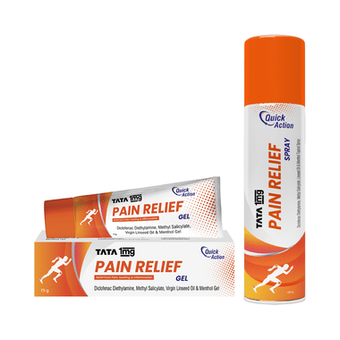 Combo Pack of Tata 1mg Pain Relief Spray (100gm) & Tata 1mg Pain Relief Gel (75gm)