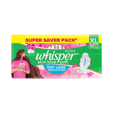 Whisper Ultra Skin Love Soft Sanitary Pads For Women XL
