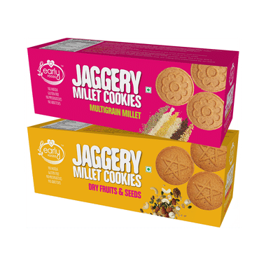 Early Foods Combo Pack Of Jaggery Millet Cookies Multigrain Millet And Jaggery Millet Cookies Dry Fruits & Seeds (150gm Each)