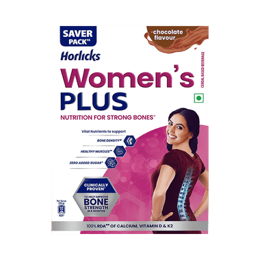 Horlicks Women's Plus With Calcium, Vitamin D & K2 For Strong Bones | Flavour Chocolate