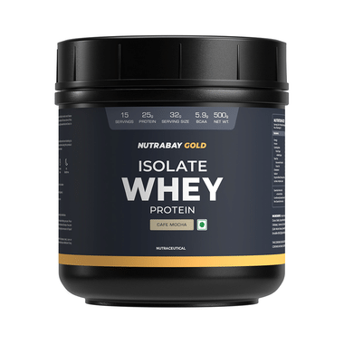 Nutrabay Gold Isolate Whey Protein For Muscles, Recovery, Digestion & Immunity | No Added Sugar | Flavour Cafe Mocha