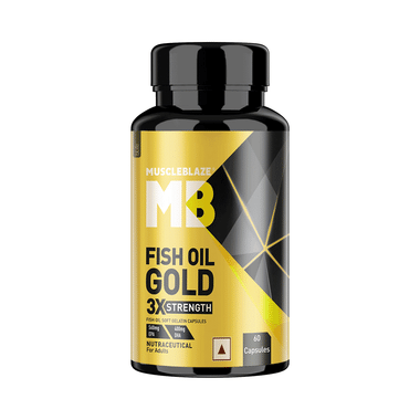MuscleBlaze Fish Oil Gold With Omega 3 | For Heart, Brain, Joint & Eyes Health | Soft Gelatin Capsule