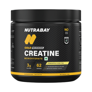 Nutrabay Gold Micronized Creatine Monohydrate Powder Pineapple Ice Tea