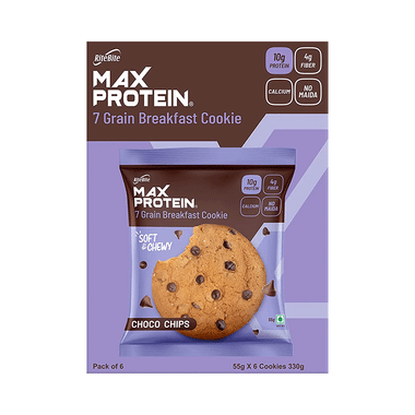 RiteBite Max Protein Cookie With 10g Protein And 4g Fiber (55gm Each) Choco Chips