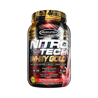 Muscletech Performance Series Nitro Tech 100% Whey Gold Whey Protein Peptides & Isolate Strawberry