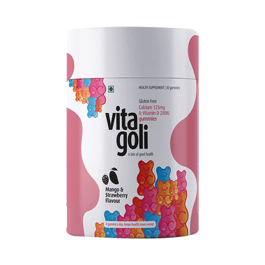 Vitagoli Calcium 125mg & Vitamin D 200IU Gummies Mango & Strawberry