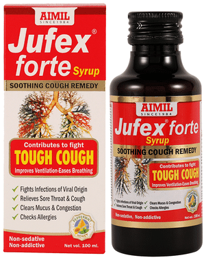 Aimil Pharmaceuticals Jufex Forte Syrup | Relieves Cough, Sore Throat, Congestion & Infections