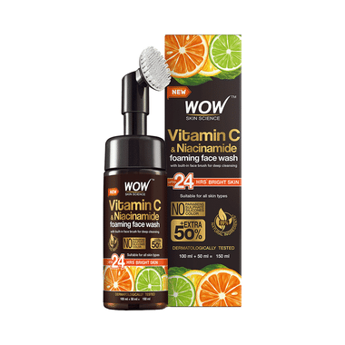 WOW Skin Science Brightening Vitamin C Foaming Face Wash With Built-In Face Brush