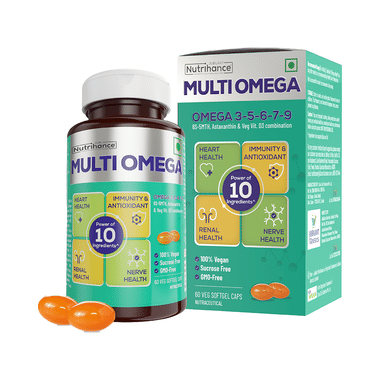 Jubilant Nutrihance Multi Omega 3-5-6-7-9 | Vegetarian Softgel For Heart, Renal & Nerve Health
