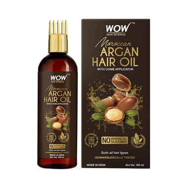 WOW Skin Science Moroccan Argan Hair Oil With Comb Applicator