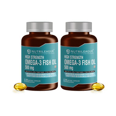 Nutrileague High Strength Omega 3 Fish Oil 500mg Softgel Capsule (30 Each)