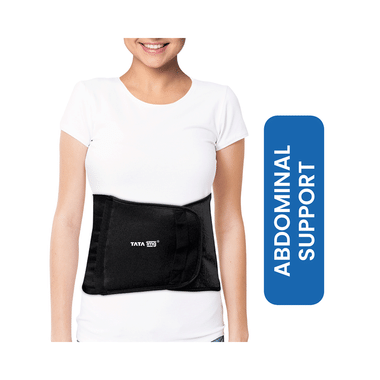 Tata 1mg Abdominal Belt Black, Abdominal Support For Post Delivery, Slimming Waist, And Lower Back Pain XXL