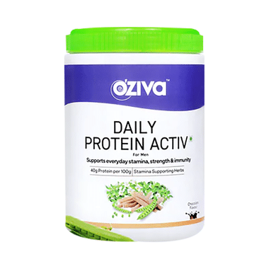Oziva Daily Protein Activ for Men | Powder for Stamina, Strength & Immunity | Flavour Chocolate