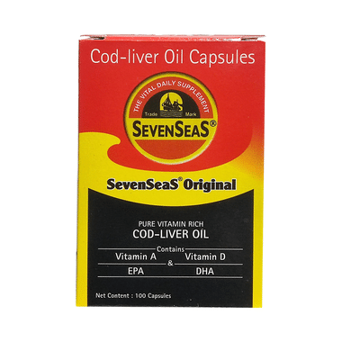 Seven Seas Seven Seas Original Cod-Liver Oil Capsule | For Brain, Bones, Eyes & Immunity | Source of Vitamins A, D, EPA & DHA | Nutrition Formula