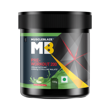 MuscleBlaze Pre-Workout 200 | For Enhanced Pump, Energy & Focus | Flavour Green Apple