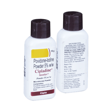 Cipladine Povidone Iodine 5% Microbicidal Powder for Skin Infections (10 gm)
