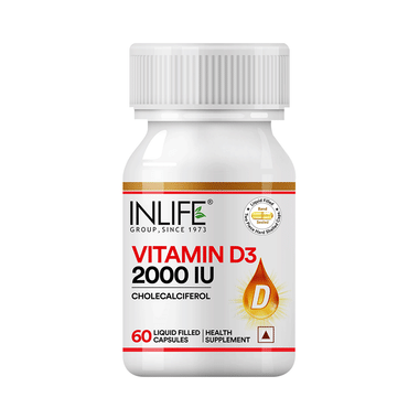 Inlife Vitamin D3 (Cholecalciferol) 2000IU | Liquid Filled Capsule