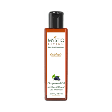 Mystiq Living Grapeseed for Hair, Face and Skin | Cold Pressed, 100% Pure and Natural Oil