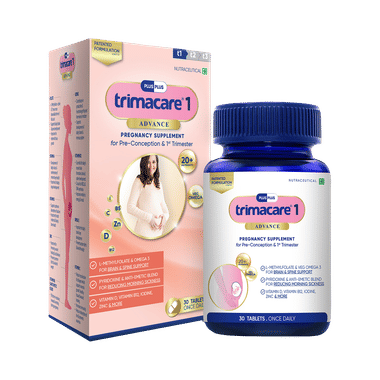 Trimacare 1 Advance Prenatal Multivitamins With Omega 3 & L-Methylfolate Tablet For Brain Organ Development