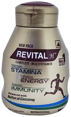 Revital H Men Multivitamin with Calcium, Zinc & Ginseng for Immunity, Strong Bones & Energy