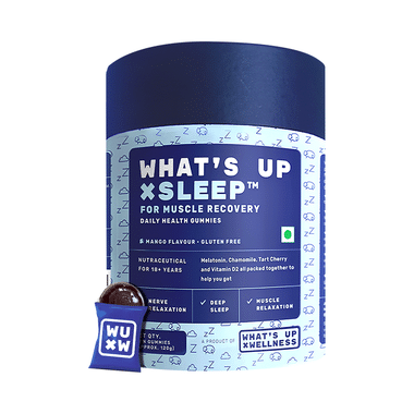 What's Up Wellness Sleep Daily Health Gummies with Melatonin, Muscle Recovery & Nerve Relaxation Mango